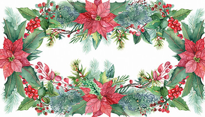 Christmas wreath with holly berries