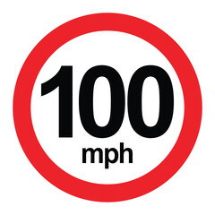 Driving speed limit 100 mph sign. printable traffic signs and symbols.