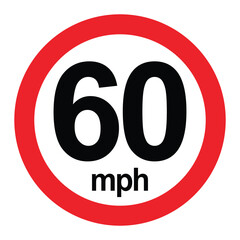 Driving speed limit 60 mph sign. printable traffic signs and symbols.