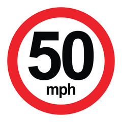 Driving speed limit 50 mph sign. printable traffic signs and symbols.