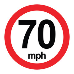 Driving speed limit 70 mph sign. printable traffic signs and symbols.