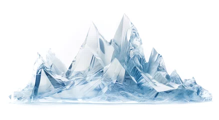 Foto op Canvas Mockup mountain ice rock sculpture design in transparent.crystal mountain peak background. © Limitless Visions