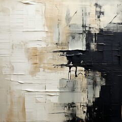 An abstract painting of a black and white pattern on black