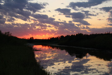 sunset over the lake