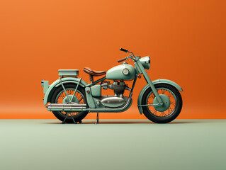 Fototapeta premium A classic motorcycle model isolated on solid background. Miniature size. 