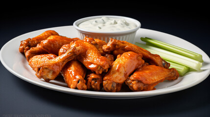Plate of Chicken Wings and Blue Cheese Dressing.
