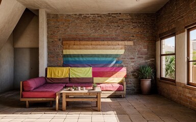 A Rustic Mexican Living Room Interior generative ai - 658887020