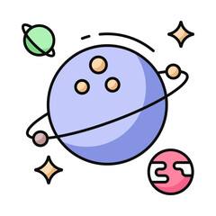 Editable design icon of revolving planet 