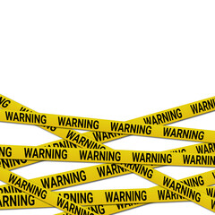 Caution tape set of yellow warning ribbons transparent background. Danger tape collection.