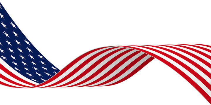 American flag on transparent background. USA Independence Day celebration. USA 4th of July promotion advertising banner template for Brochures, Poster and Banner.