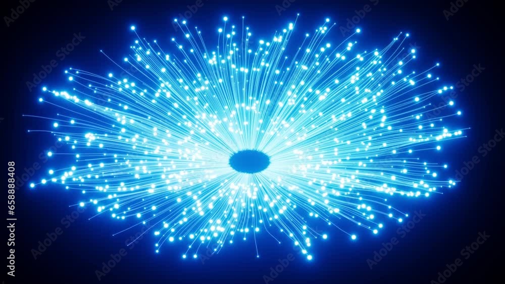 Poster abstract glowing particles, point explode, 3d rendering.