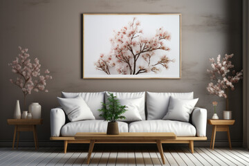 Modern Living Room Background. Contemporary Interior Design, Ai generative