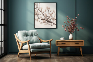 Modern Living Room Background. Contemporary Interior Design, Ai generative