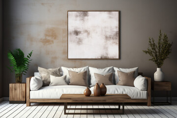 Modern Living Room Background. Contemporary Interior Design, Ai generative