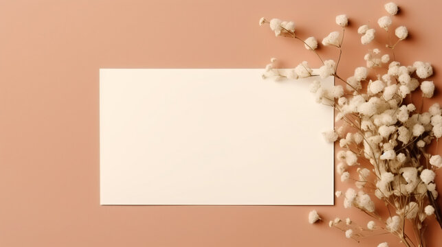 Wedding invitation card mockup with natural eucalypt.