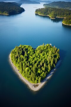 an island in the shape of a heart