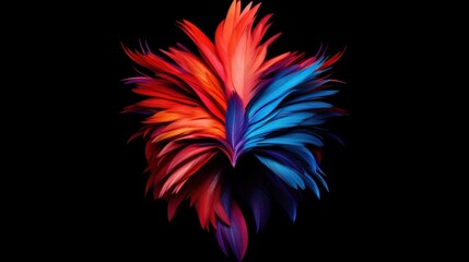 a colorful feather on a black background
