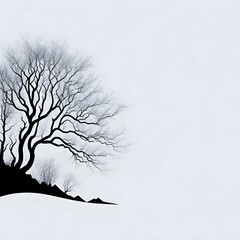 Generative KI Silhouette winterliche Landschaft mit Bäumen