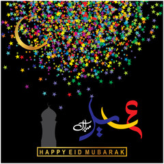 Obraz na płótnie Canvas Eid Mubarak with Arabic calligraphy for the celebration of Muslim community festival. 