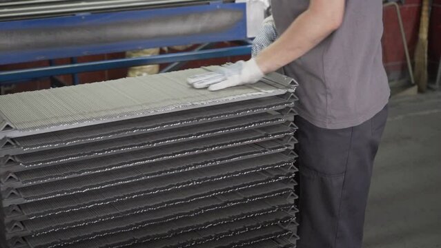 Checking the quality of coating of welding electrodes. Gouging carbon electrode rods,Used in industrial metal steel
