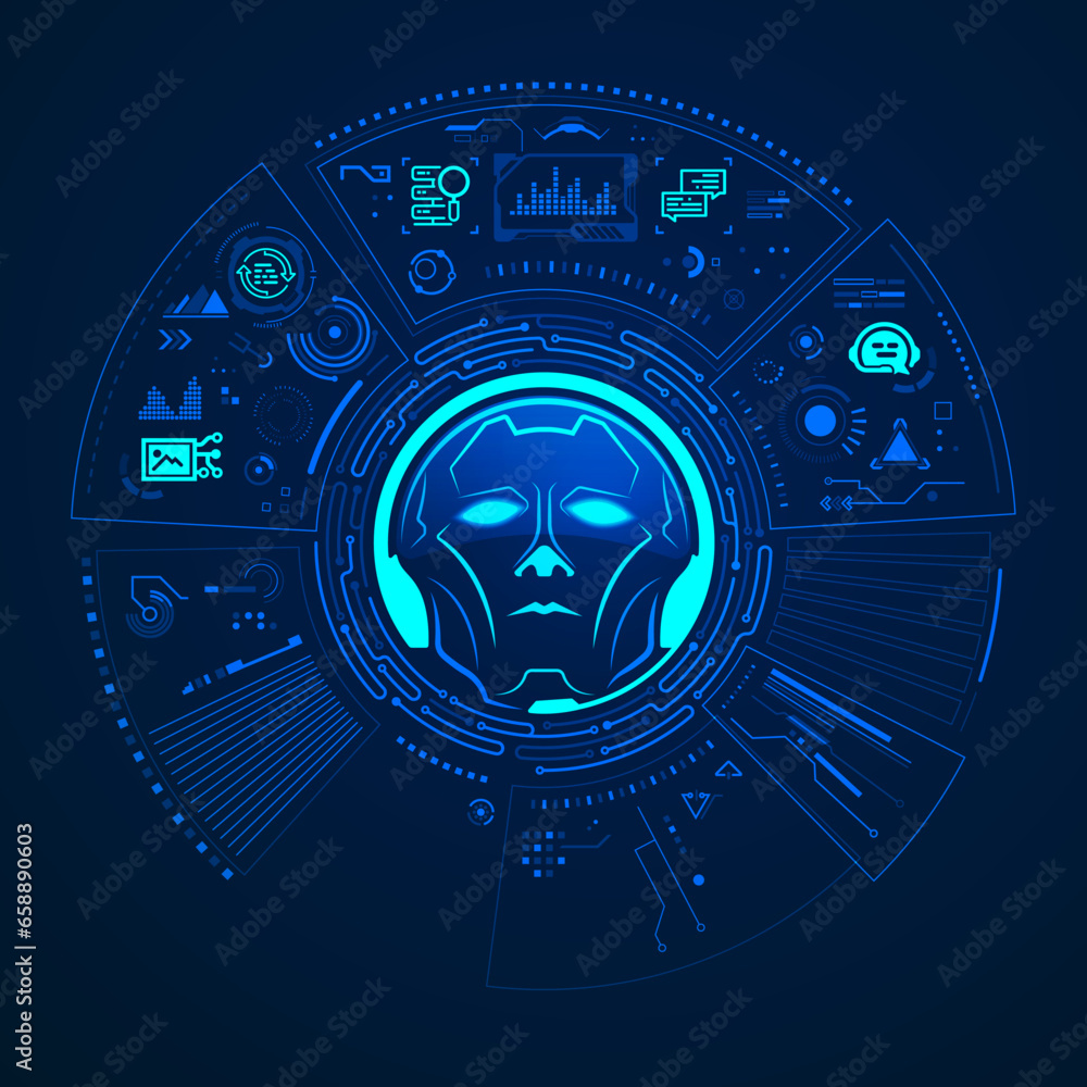Poster concept of chatbot technology, graphic of ai artificial intelligence chat interface