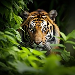a tiger in the bushes