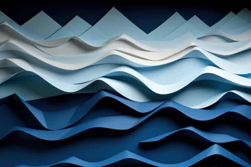 Fotobehang a blue and white paper cut out of waves © sam