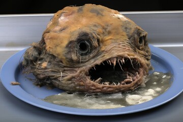 a close up of a creature on a plate