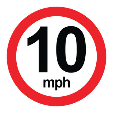 Driving speed limit 10 mph sign. printable traffic signs and symbols.