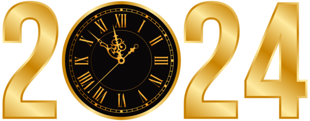 2024 Happy new year, gold color