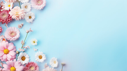 Naklejka na ściany i meble Top view image of pink flowers
