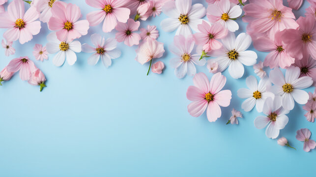 Top view image of pink flowers