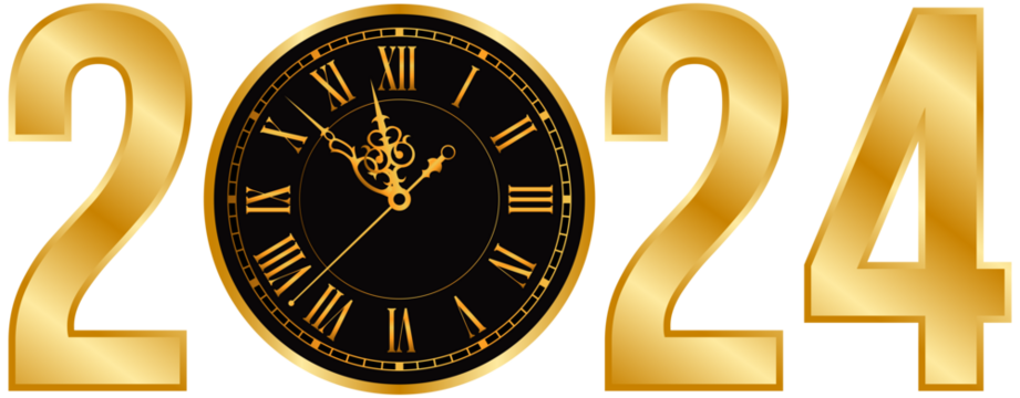 2024 Happy new year, gold color