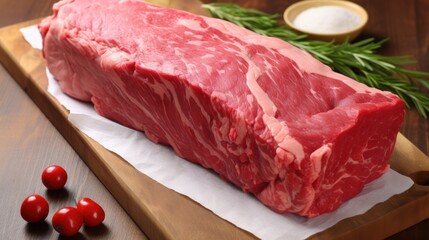 a piece of meat on a cutting board