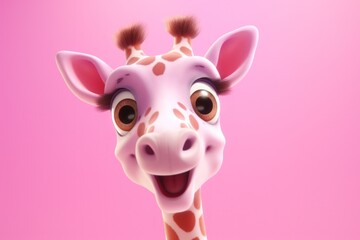 a cartoon giraffe with pink background