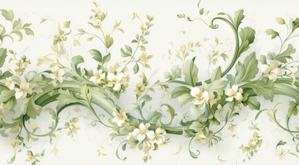 a painting of flowers and leaves