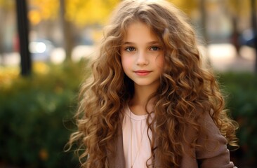 Naklejka premium a girl with long curly hair