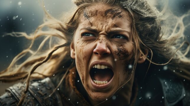 a woman with dirt on her face