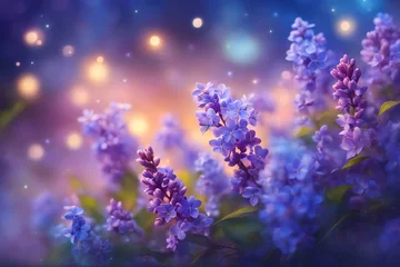 Wandcirkels aluminium Blue lilac flowers. © saurav005