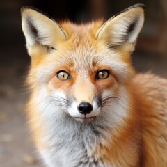 a close up of a fox