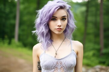 Naklejka premium a woman with purple hair