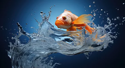 Fotobehang a goldfish in water © sam