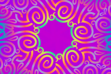 Beautiful colourful caleidoscope gradient batik ethnic dayak flowers line art pattern
