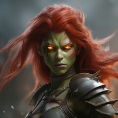 Obraz premium a woman with red hair and green skin