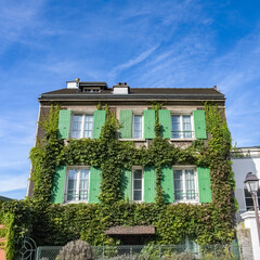 Paris, houses and street, typical buildings in Montmartre
