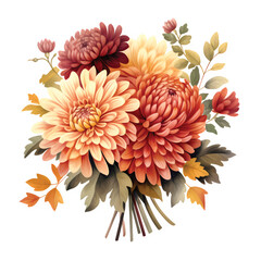 Autumn Flowers Watercolor Clipart, Fall Floral Art, Vintage Flower Illustration