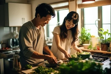 Foto op Plexiglas 夫婦で楽しく料理イメージ03 © yukinoshirokuma