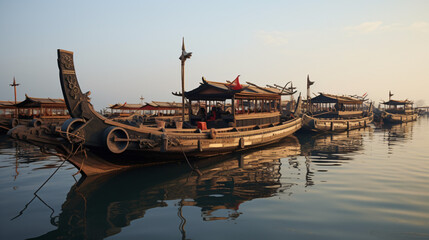 Traditional Chinese wooden recreation boats