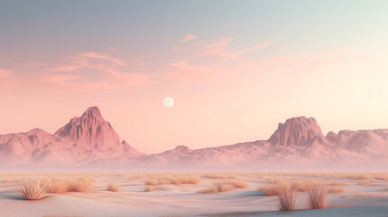 Surreal desert landscape, pastel tones background