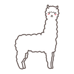 ふわふわのアルパカのイラスト（全身）